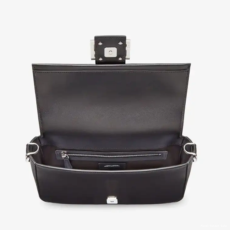 Cheap Fendi Motif Medium Nappa Black Bag Baguette In The Leather Baguette 0701